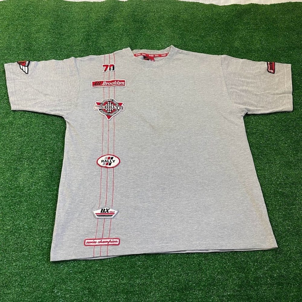 Brooklyn Express Short Sleeve BX Rally Speedway 70 Patches Y2K  T Shirt Size L